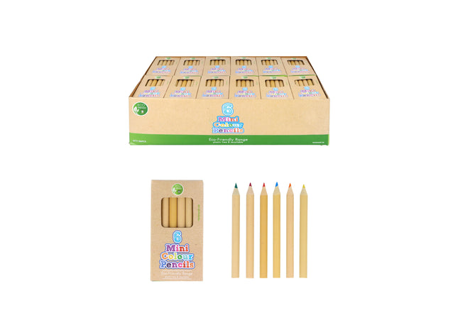 Mini-Holzbleistifte, halbe Größe, 6er-Pack, Box mit 6 abwechslungsreichen Farben TK Gruppe® Grosshandel 