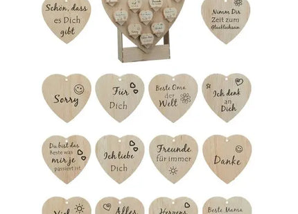 Mini-Holzherzen, ca. 8 cm, 14er-Set mit Displayständer TK Gruppe® Grosshandel 