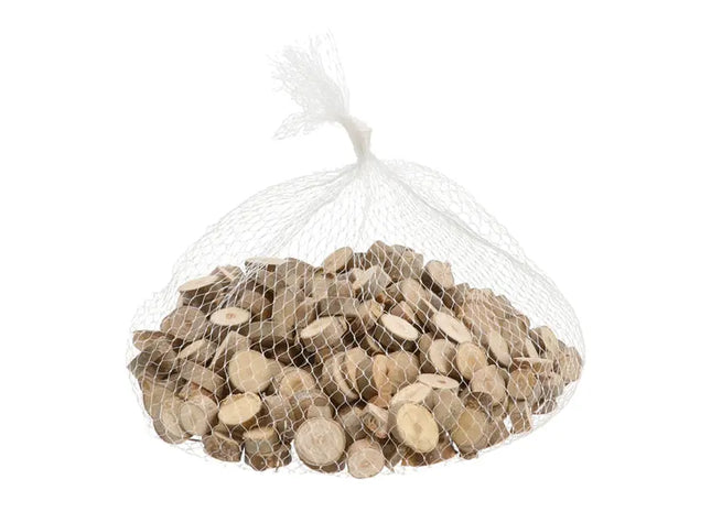Mini Holzscheiben Streudeko, Natürlich, Rund, im Netz, ca. 250g TK Gruppe® Grosshandel 