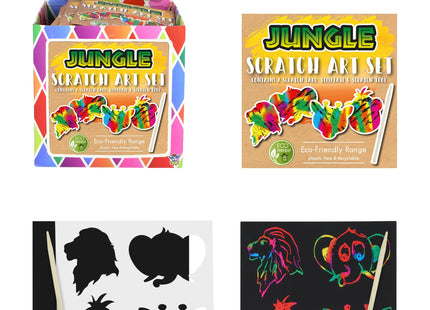 Mini Jungle Magic Color Kratzset, Öko, 8,5 x 8,5 cm - Kreatives Kratzkunst-Set für Kinder TK Gruppe® Grosshandel 
