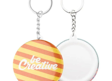 Mini KeyBadge Button-Schlüsselanhänger in Weiß - Kompakt & Elegant, 100 Zeichen TK Gruppe® Grosshandel 