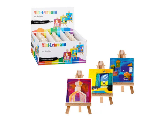 Mini-Leinwand mit Staffelei, 7x7cm – Ideal für kleine Kunstwerke TK Gruppe® Grosshandel 