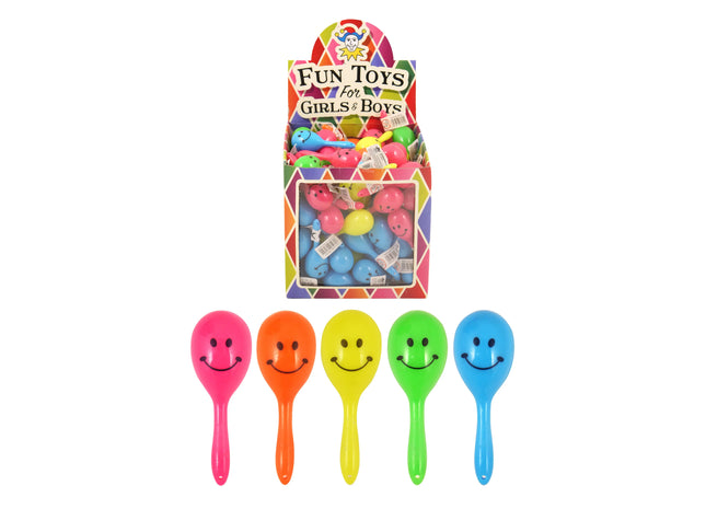 Mini-Maracas mit Smileys, 7 cm, 5 verschiedene Farben, Musikinstrumente für Kinder und Partys TK Gruppe® Grosshandel 