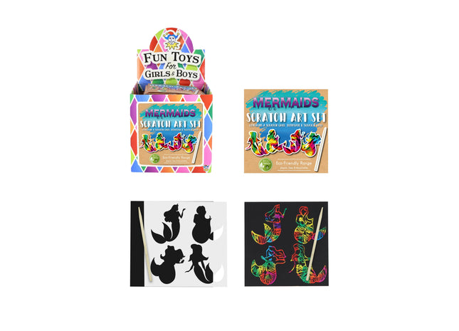 Mini Mermaid Magic Color Kratzset, Öko, 8,5 x 8,5 cm – Kreatives Bastelset für Kinder TK Gruppe® Grosshandel 