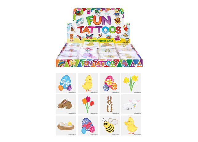 Mini-Oster-Tattoos 4 cm – 12 verschiedene Teile, temporäre Party-Tattoos für Kinder TK Gruppe® Grosshandel 