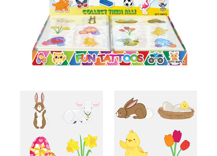 Mini-Oster-Tattoos 4 cm – 6 Stück pro Karte, 2 verschiedene Designs, temporäre Kinder-Tattoos TK Gruppe® Grosshandel 