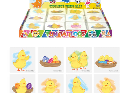 Mini-Osterküken-Tattoos 4 cm – 12 verschiedene Teile, temporäre Frühlings-Tattoos für Kinder TK Gruppe® Grosshandel 