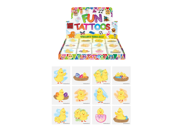 Mini-Osterküken-Tattoos 4 cm – 12 verschiedene Teile, temporäre Frühlings-Tattoos für Kinder TK Gruppe® Grosshandel 