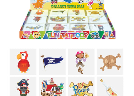 Mini-Piraten-Tattoos-Set, 4 cm, 12 verschiedene Designs – ideal für Kinderpartys und Veranstaltungen TK Gruppe® Grosshandel 