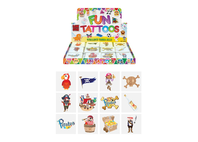 Mini-Piraten-Tattoos-Set, 4 cm, 12 verschiedene Designs – ideal für Kinderpartys und Veranstaltungen TK Gruppe® Grosshandel 