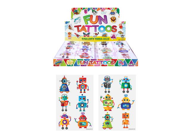 Mini-Roboter-Tattoos, 4 cm, verschiedene Designs, 6 Stück pro Karte TK Gruppe® Grosshandel 