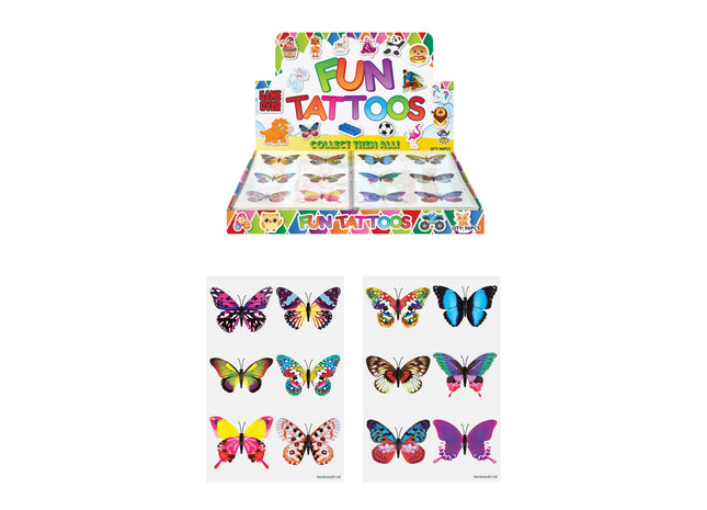 Mini Schmetterling-Tattoos für Kinder - 6 Stück 4cm, 2 Sorten TK Gruppe® Grosshandel 