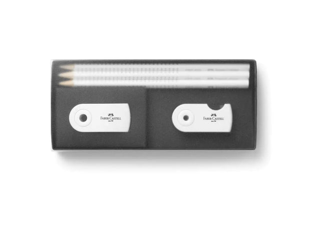 Mini Schreibset Bleistift - Weiß - Kompaktes Schreibwerkzeug für Unterwegs oder Notizen TK Gruppe® Grosshandel 