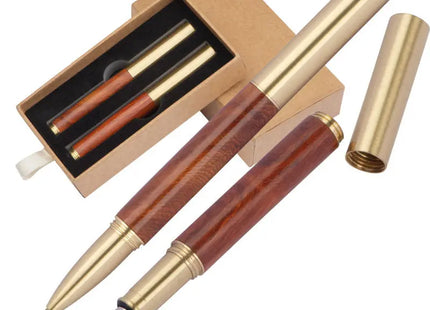 Mini Schreibset - brauner Füllfederhalter & Rollerball - kompakt und stilvoll für unterwegs TK Gruppe® Grosshandel 