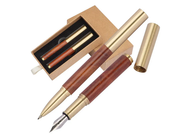 Mini Schreibset: Füllfederhalter & Rollerball in Braun TK Gruppe® Grosshandel 