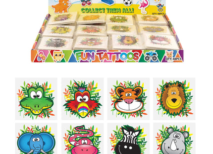 Mini-Tattoos 4 cm, Dschungel-Motiv, 12 verschiedene Stile - Temporäre Kindertattoos TK Gruppe® Grosshandel 