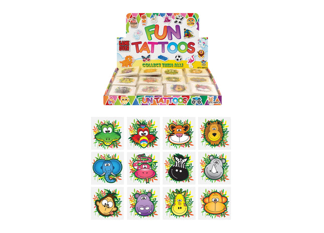 Mini-Tattoos 4 cm, Dschungel-Motiv, 12 verschiedene Stile - Temporäre Kindertattoos TK Gruppe® Grosshandel 
