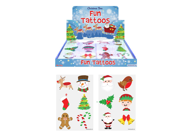 Mini-Tattoos 4 cm, Weihnachtsmotive, 6 Stück pro Karte, 2 Designs – ideal für Festtage TK Gruppe® Grosshandel 