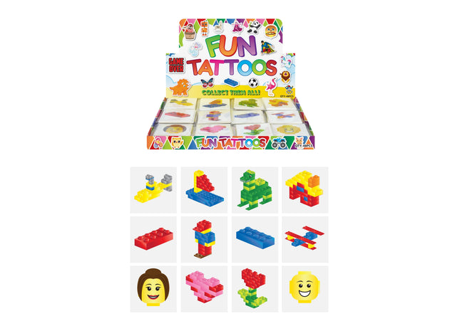 Mini-Tattoos 4cm, Brickz-Design, 12Er-Pack, Sortierte Muster, Wasserfest & Hautfreundlich TK Gruppe® Grosshandel 