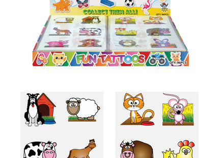 Mini-Tattoos Bauernhof-Thema, 4 cm, 6 Stück Pro Karte, 2 Designs, Kinder Temporäre Tattoos TK Gruppe® Grosshandel 