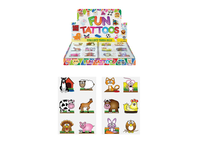 Mini-Tattoos Bauernhof-Thema, 4 cm, 6 Stück Pro Karte, 2 Designs, Kinder Temporäre Tattoos TK Gruppe® Grosshandel 