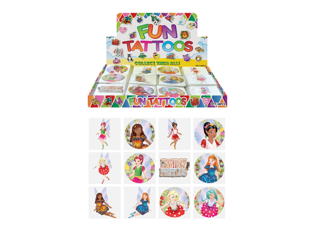 Mini-Tattoos Feen-Design, 4 cm, 12 verschiedene Stile, temporäre Kinder-Tattoos, hautfreundlich TK Gruppe® Grosshandel 