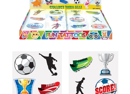 Mini-Tattoos Fußball, 4 cm, 6 Stück Pro Karte, 2 verschiedene Motive – Ideal für Sportveranstaltungen & Partys TK Gruppe® Grosshandel 