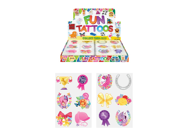Mini-Tattoos Ponys, 4 cm, 6 Stück Pro Karte, 2 Designs - Kindertattoos, Partygeschenke TK Gruppe® Grosshandel 