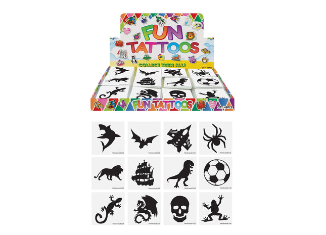 Mini-Tattoos für Jungen 4 cm – 12Er-Set, sortierte Designs, kinderfreundlich TK Gruppe® Grosshandel 