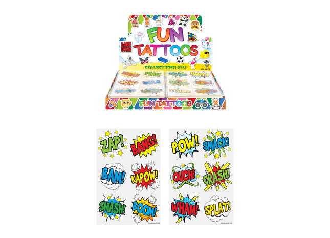 Mini-Tattoos im Comic-Stil, 4 cm, 6 Stück Pro Karte, 2 Designs - Kinderparty Zubehör TK Gruppe® Grosshandel 
