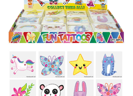 Mini-Tattoos, 4 cm, bunte, niedliche Designs, 12 Stück, sortiert TK Gruppe® Grosshandel 