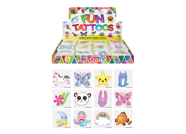 Mini-Tattoos, 4 cm, bunte, niedliche Designs, 12 Stück, sortiert TK Gruppe® Grosshandel 