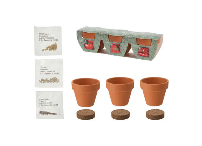 Mini-Tontopf Trio, ca. 5,5 cm – Kleine Deko-Töpfe | Rustikale Pflanzgefäße für Zimmerpflanzen TK Gruppe® Grosshandel 