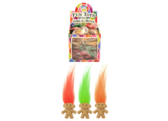 Mini-Trollpuppen mit Haaren, 3,5 cm, 3 verschiedene Farben – Sammelfigurationen TK Gruppe® Grosshandel 