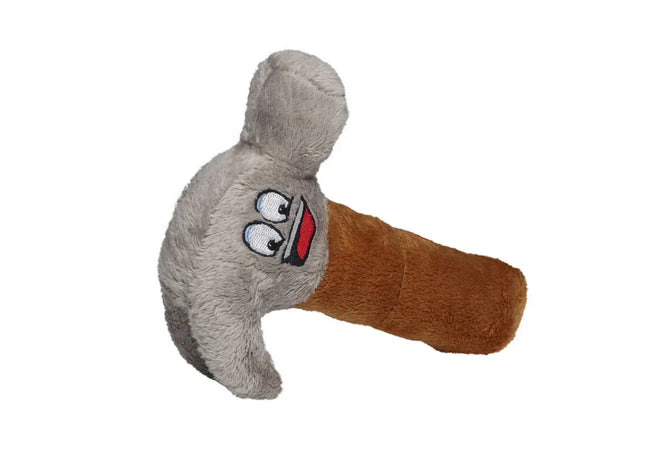 MiniFeet Hammer - Braun-Grau Plüschhammer Spielzeug Deko Geschenk Weich & Sicher TK Gruppe® Grosshandel 