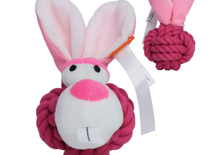 MiniFeet Hunde-Knoten-Spielzeug Hase - Pink, Plüsch-Spielzeug, Interaktives Haustier-Zubehör TK Gruppe® Grosshandel 