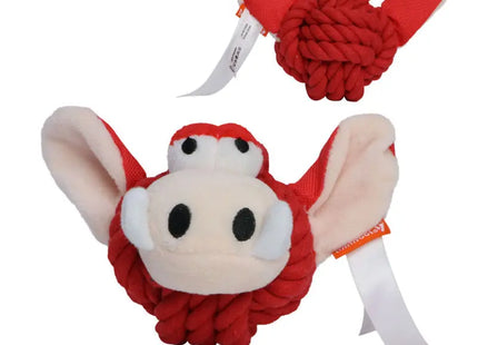 MiniFeet Hunde-Knoten-Spielzeug Wildschwein - Rot, Plüsch-Spielzeug, Interaktives Haustier-Zubehör TK Gruppe® Grosshandel 