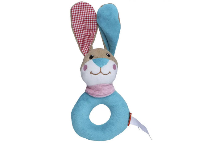 MiniFeet Klangvoller Kuschelhase - buntes Rassel-Spielzeug für Babys und Kleinkinder TK Gruppe® Grosshandel 