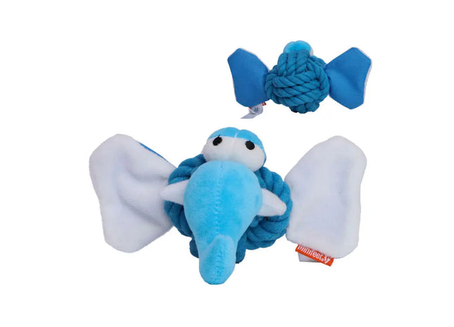 MiniFeet Knoten-Elefant Hundespielzeug, Blau, Strapazierfähig & Spaßbringend TK Gruppe® Grosshandel 