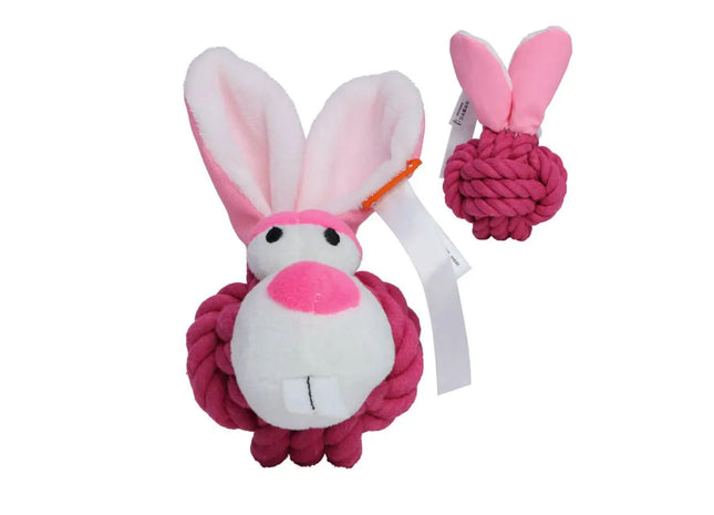 MiniFeet Knotentier Hase Hundespielzeug in Pink – Robust & Unterhaltsam TK Gruppe® Grosshandel 