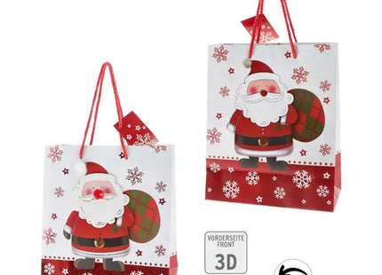 Mittelgroße 3D Weihnachtsgeschenktüte Xmas Santa, ca. 23 cm TK Gruppe® Grosshandel 