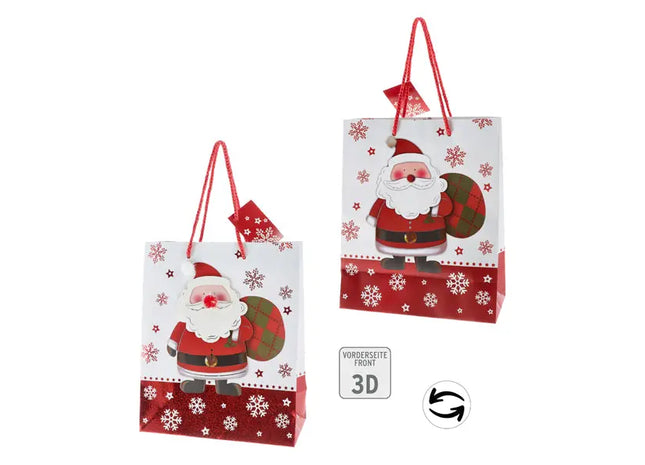 Mittelgroße 3D Weihnachtsgeschenktüte Xmas Santa, ca. 23 cm TK Gruppe® Grosshandel 