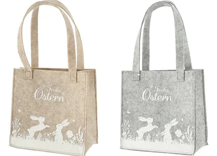 Mittelgroße Filztaschen mit Henkel, 'Frohe Ostern', 2er-Set, ca. 20x20cm - Osterbeutel TK Gruppe® Grosshandel 