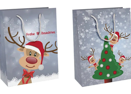 Mittelgroße Geschenktüten Rentier Ole, 2er-Set, Ca. 23cm Hoch TK Gruppe® Grosshandel 