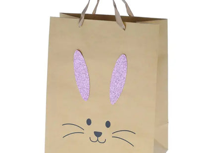 Mittelgroße Kraftpapier Geschenktasche Hase, 3D-Design, ca. 34cm Höhe, Oster-Geschenktüte TK Gruppe® Grosshandel 