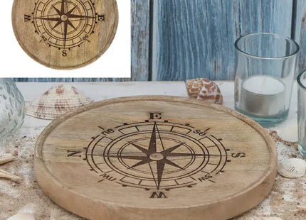 Mittelgroßer Deko-Teller Windrose, Mango-Farbe, Durchmesser ca. 25 cm – Nautisches Flair TK Gruppe® Grosshandel 