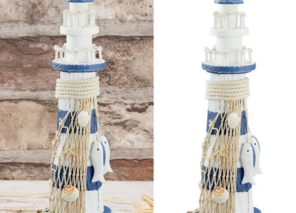 Mittelgroßer Leuchtturm-Deko mit Fischen, 10,5x32x10,5 cm – Maritime Eleganz TK Gruppe® Grosshandel 