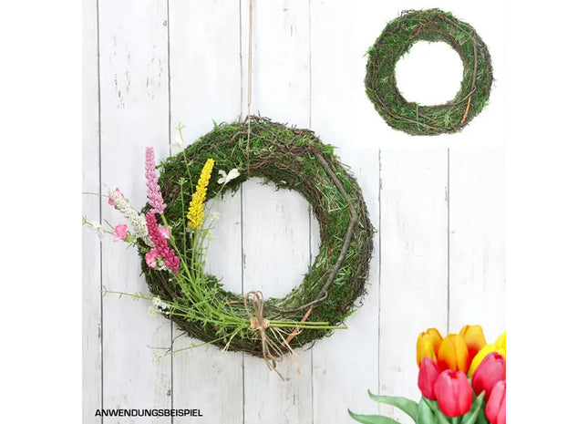 Mittelgroßer Mooskranz in Erdtönen, Durchmesser 30 cm - Flexibles Raumdekor TK Gruppe® Grosshandel 