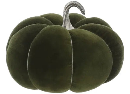 Mittelgroßer Samt-Kürbis in Grün, 19cm Durchmesser - Elegante Herbstdeko TK Gruppe® Grosshandel 