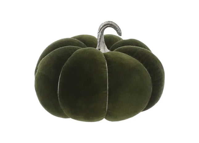 Mittelgroßer Samt-Kürbis in Grün, 19cm Durchmesser - Elegante Herbstdeko TK Gruppe® Grosshandel 